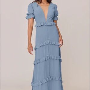 Revelry French Blue Ruffle Maxi Dress